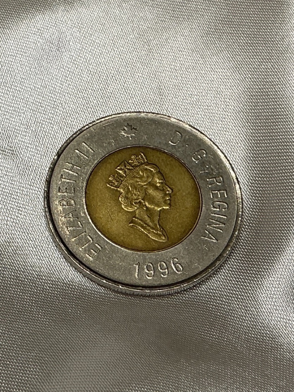 1996 Canadian 2-dollar Queen Elizabeth II and a Polar Bear on Reverse Side